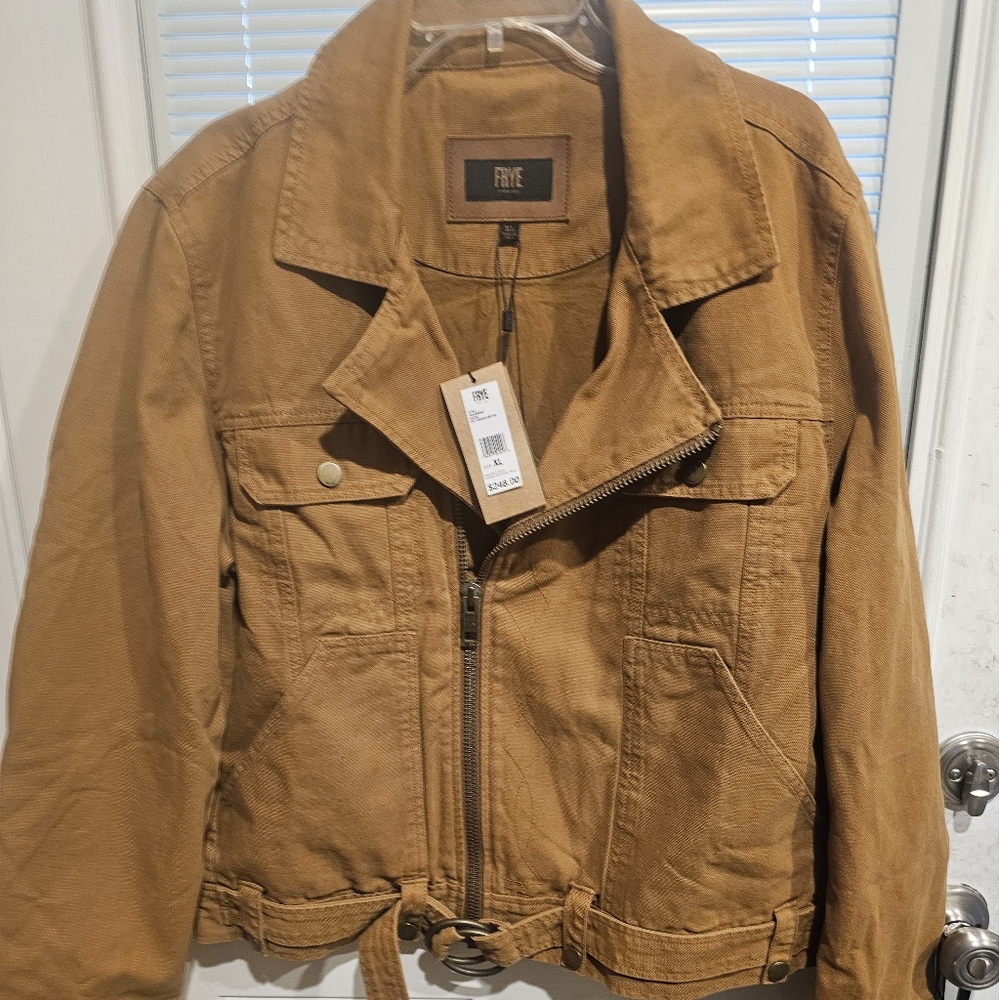Frye biker womans jacket bnwt golden brown xl